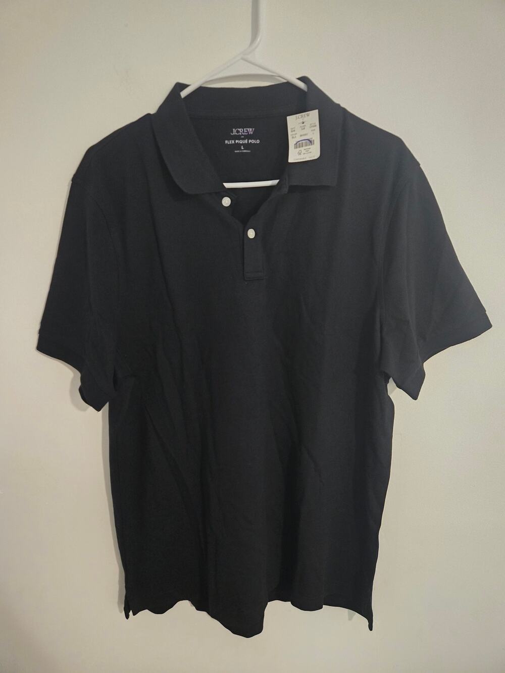 NWT J.Crew Flex piqué polo shirt black size large style CF936